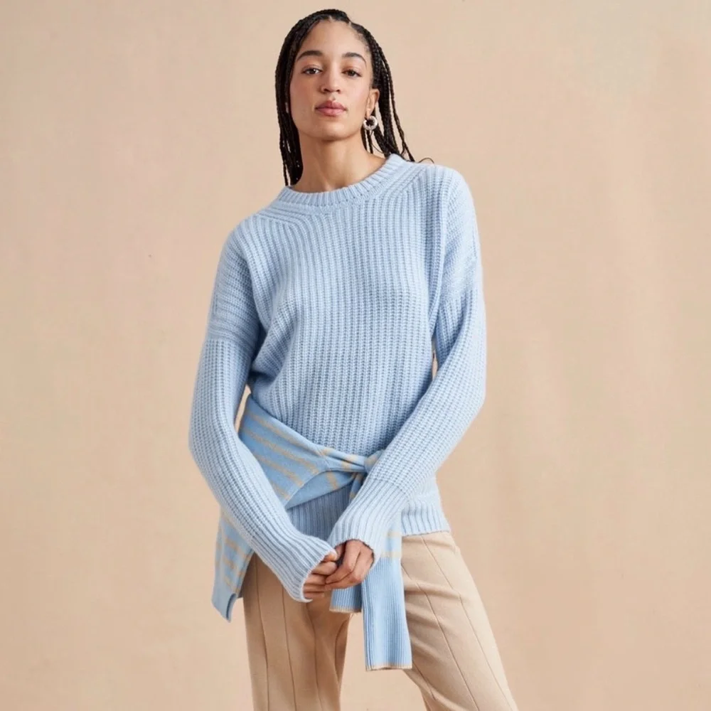 La Ligne Toujours Cashmere Sweater in Light Blue - Picture 2 of 4